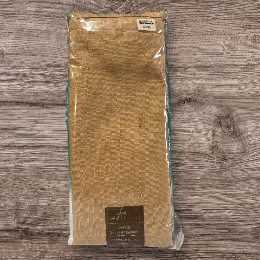 Basics Set of 4 Tan Cloth Napkins *New*